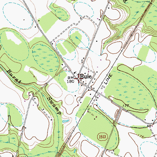 Topographic Map of Buie, NC