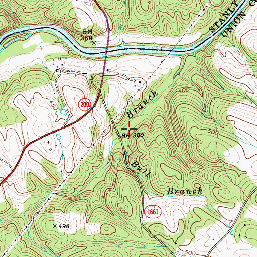 Topographic Map of Bull Branch, NC