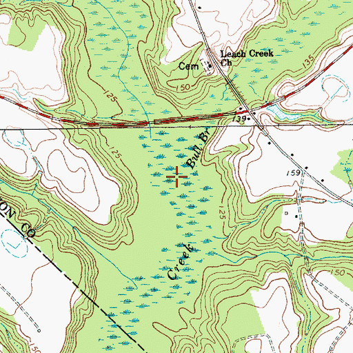 Topographic Map of Bull Branch, NC