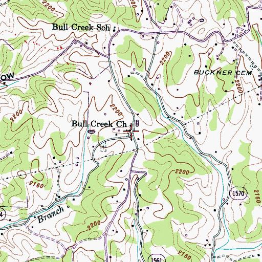 Topographic Map of Bull Creek Church, NC