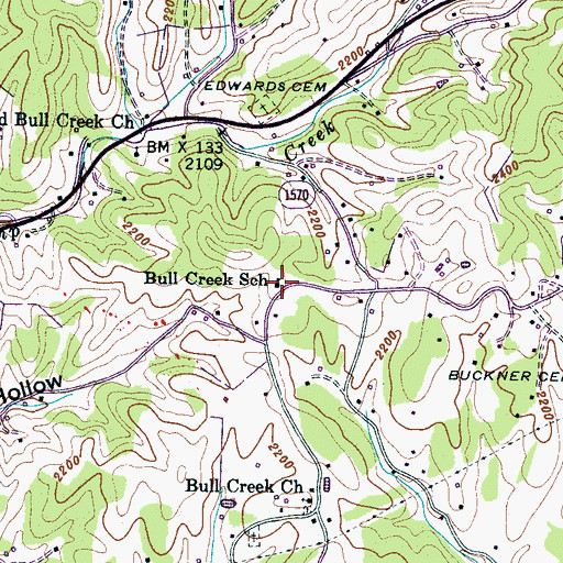 Topographic Map of Bull Creek School, NC