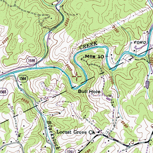 Topographic Map of Bull Hole, NC