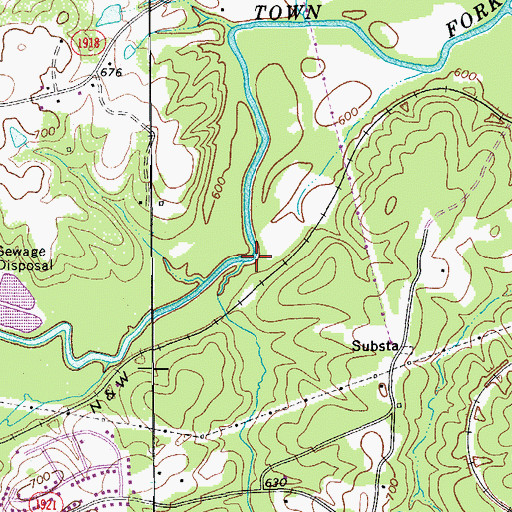 Topographic Map of Bull Run, NC