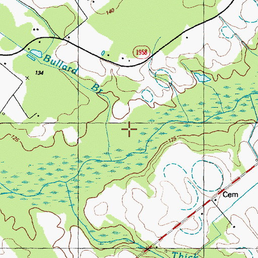 Topographic Map of Bullard Branch, NC