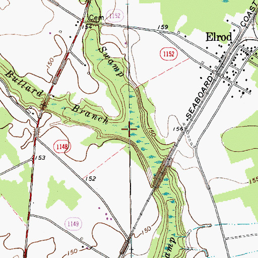 Topographic Map of Bullard Branch, NC