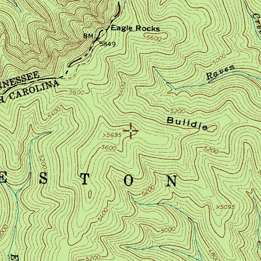 Topographic Map of Bulldie Ridge, NC