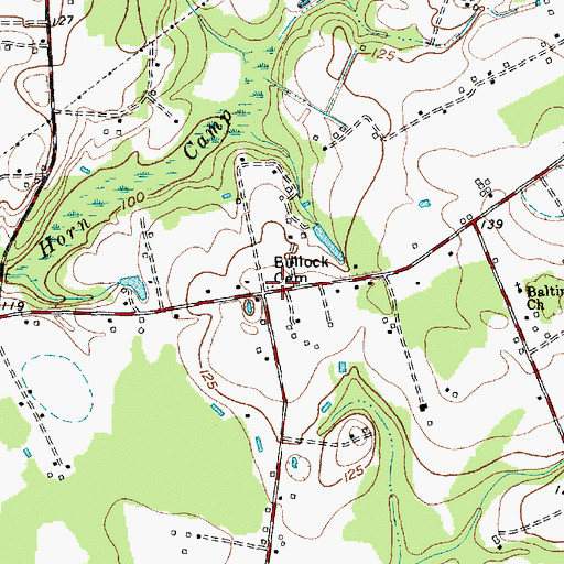 Topographic Map of Bullock Cemetery, NC