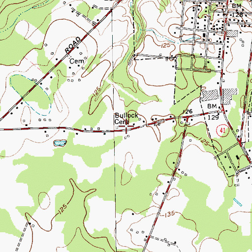 Topographic Map of Bullock Cemetery, NC
