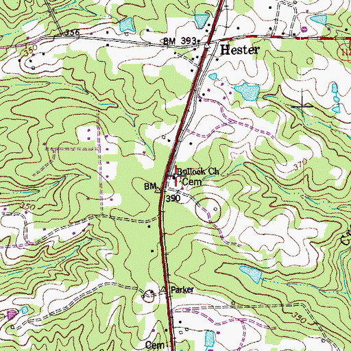 Topographic Map of Bullock Church, NC