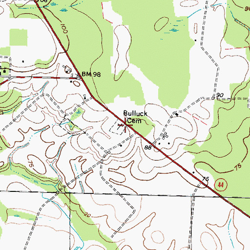 Topographic Map of Bulluck Cemetery, NC