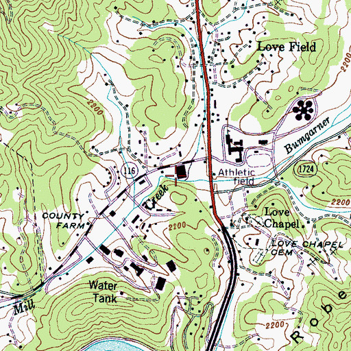 Topographic Map of Bumgarner Branch, NC