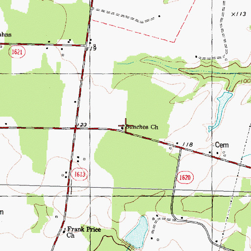 Topographic Map of Bunches Church, NC