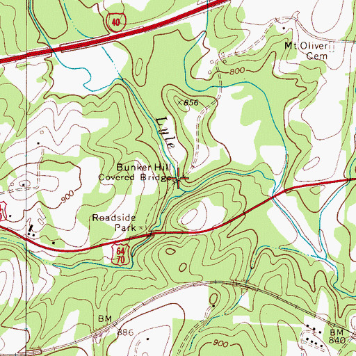 Topographic Map of Bunker Hill Covered Bridge, NC