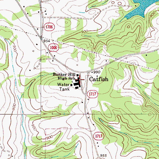 Topographic Map of Bunker Hill High School, NC