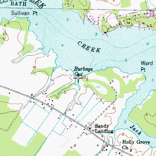 Topographic Map of Burbage Gut, NC