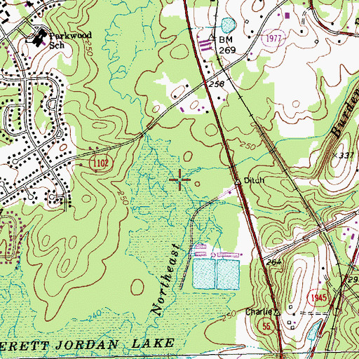 Topographic Map of Burdens Creek, NC