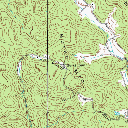 Topographic Map of Burke Cemetery, NC
