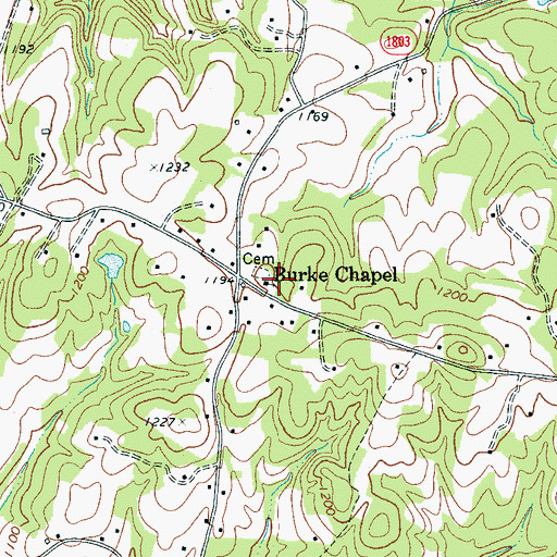 Topographic Map of Burke Chapel, NC