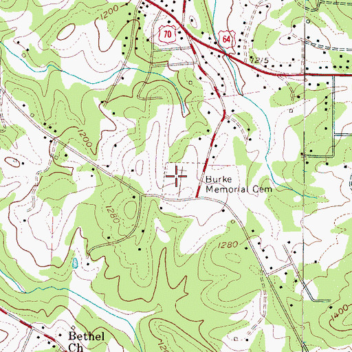 Topographic Map of Burke Memorial Park Cemetery, NC