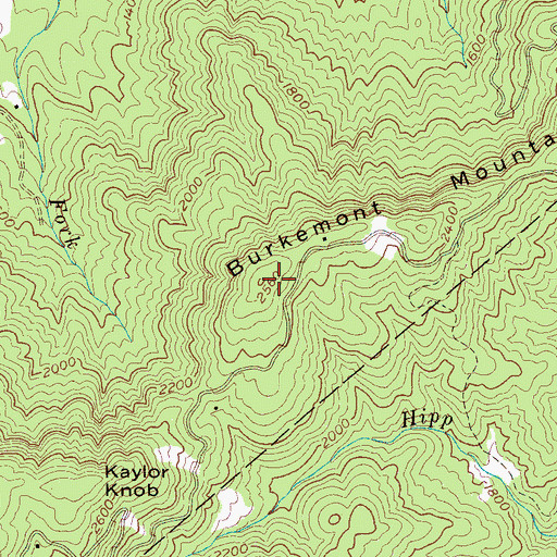 Topographic Map of Burkemont Mountain, NC