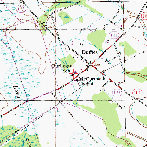 Topographic Map of Burlington School, NC