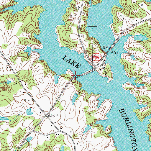 Topographic Map of Lake Burlington, NC