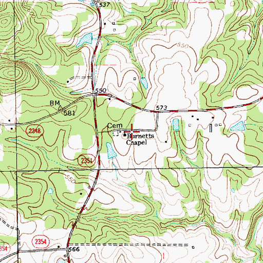 Topographic Map of Burnetts Chapel, NC