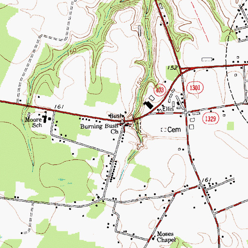 Topographic Map of Burning Bush Church, NC