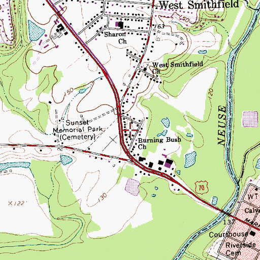 Topographic Map of Burning Bush Church, NC