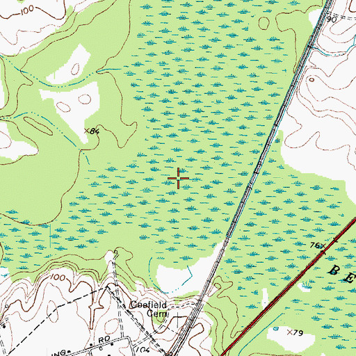 Topographic Map of Burnt Coat Swamp, NC