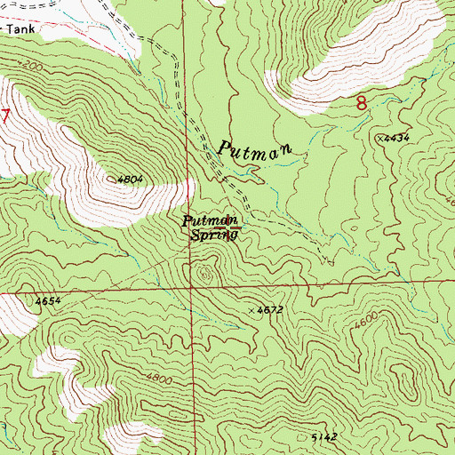 Topographic Map of Putman Spring, AZ