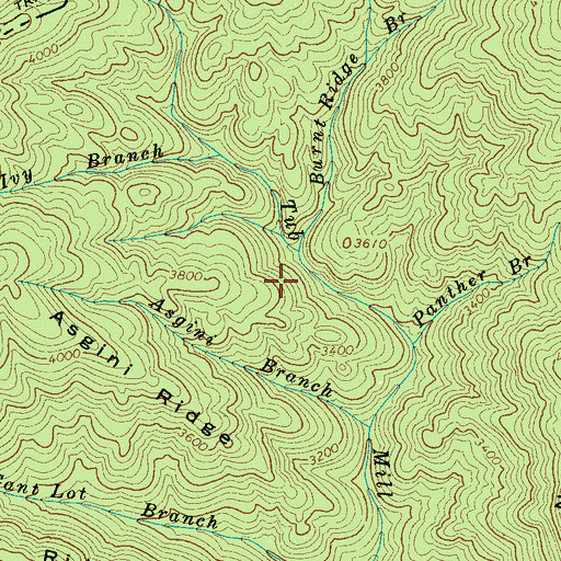 Topographic Map of Burnt Ridge Branch, NC