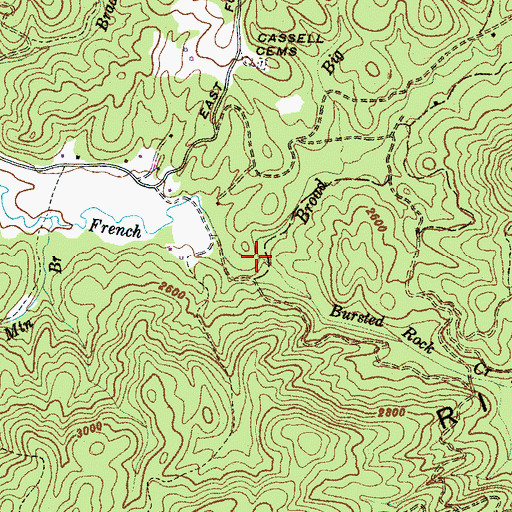 Topographic Map of Bursted Rock Creek, NC