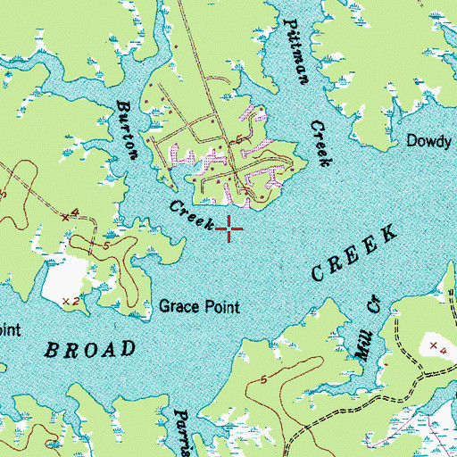 Topographic Map of Burton Creek, NC