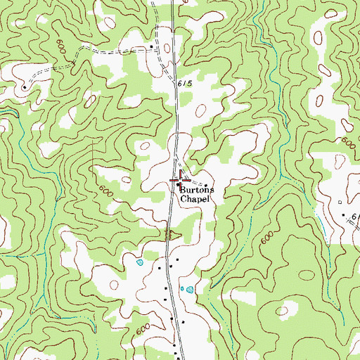 Topographic Map of Burtons Chapel, NC