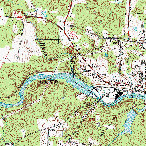 Topographic Map of Bush Creek, NC
