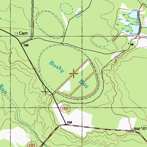 Topographic Map of Bushy Bay, NC