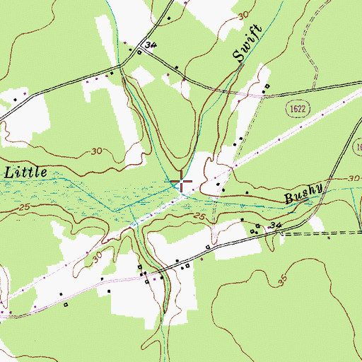 Topographic Map of Bushy Fork, NC