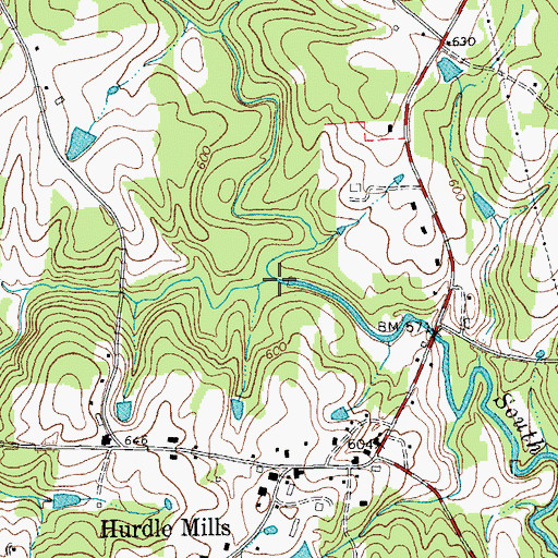 Topographic Map of Bushy Fork Creek, NC