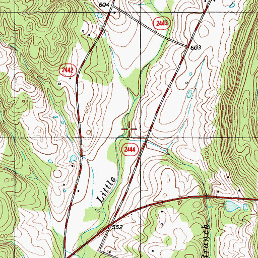 Topographic Map of Butcher Branch, NC