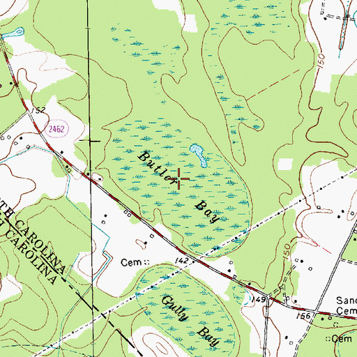 Topographic Map of Butler Bay, NC