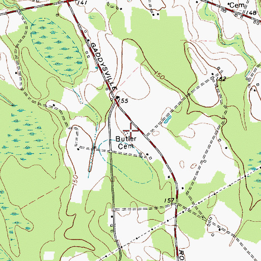 Topographic Map of Butler Cemetery, NC