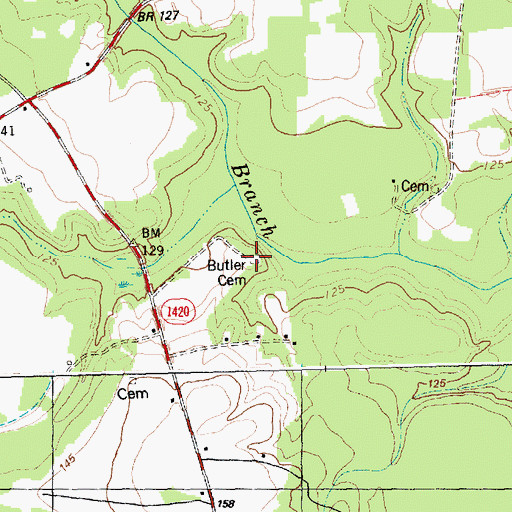 Topographic Map of Butler Cemetery, NC