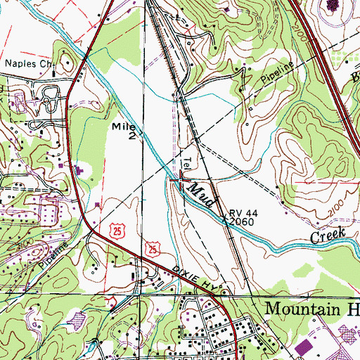 Topographic Map of Byers Creek, NC