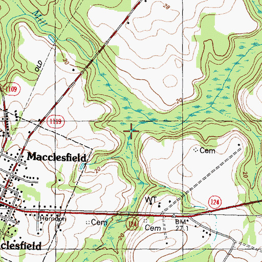 Topographic Map of Bynums Mill Run, NC