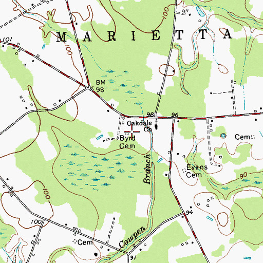 Topographic Map of Byrd Cemetery, NC