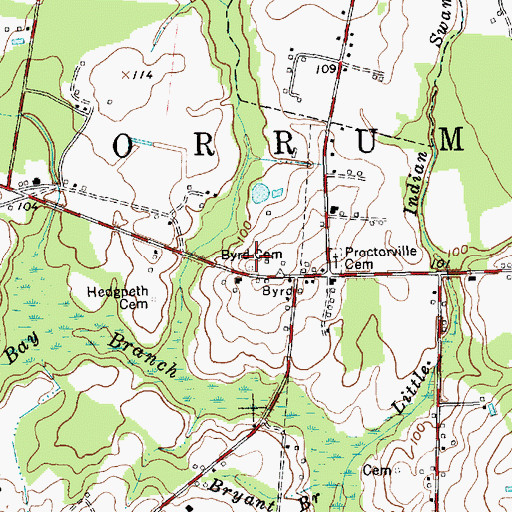Topographic Map of Byrd Cemetery, NC