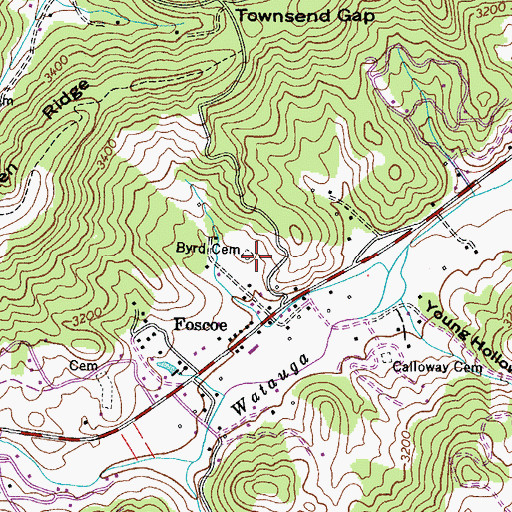 Topographic Map of Byrd Cemetery, NC