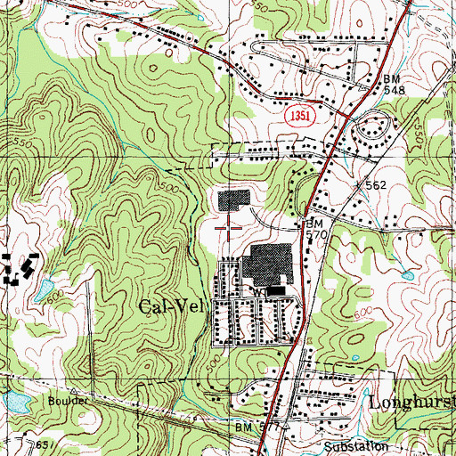 Topographic Map of Cal-Vel School (historical), NC