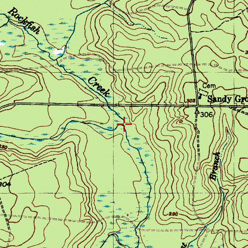 Topographic Map of Cabin Branch, NC